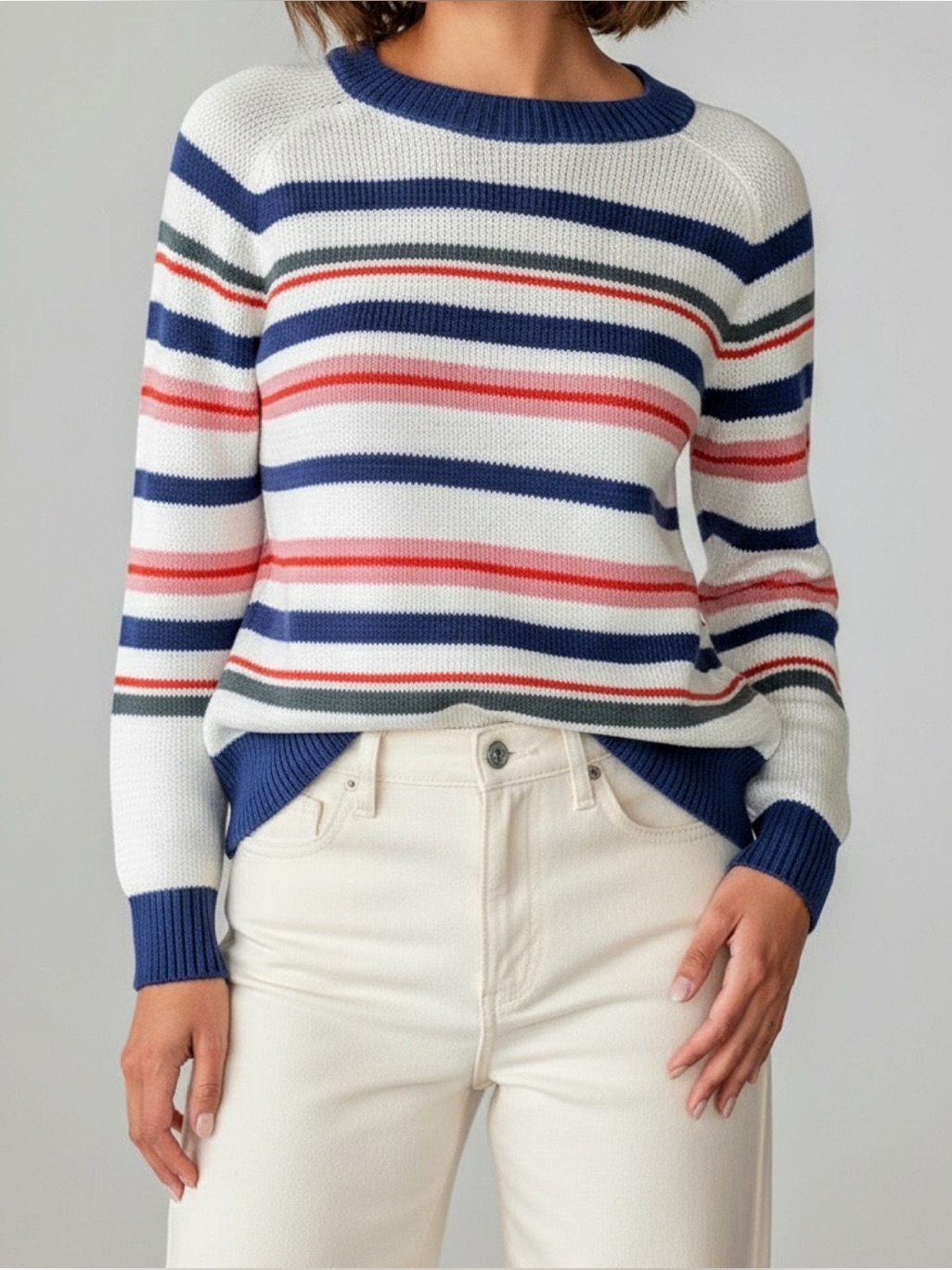 Emerson Fry Henri Organic Cotton Striped Sweater, Multi, Small